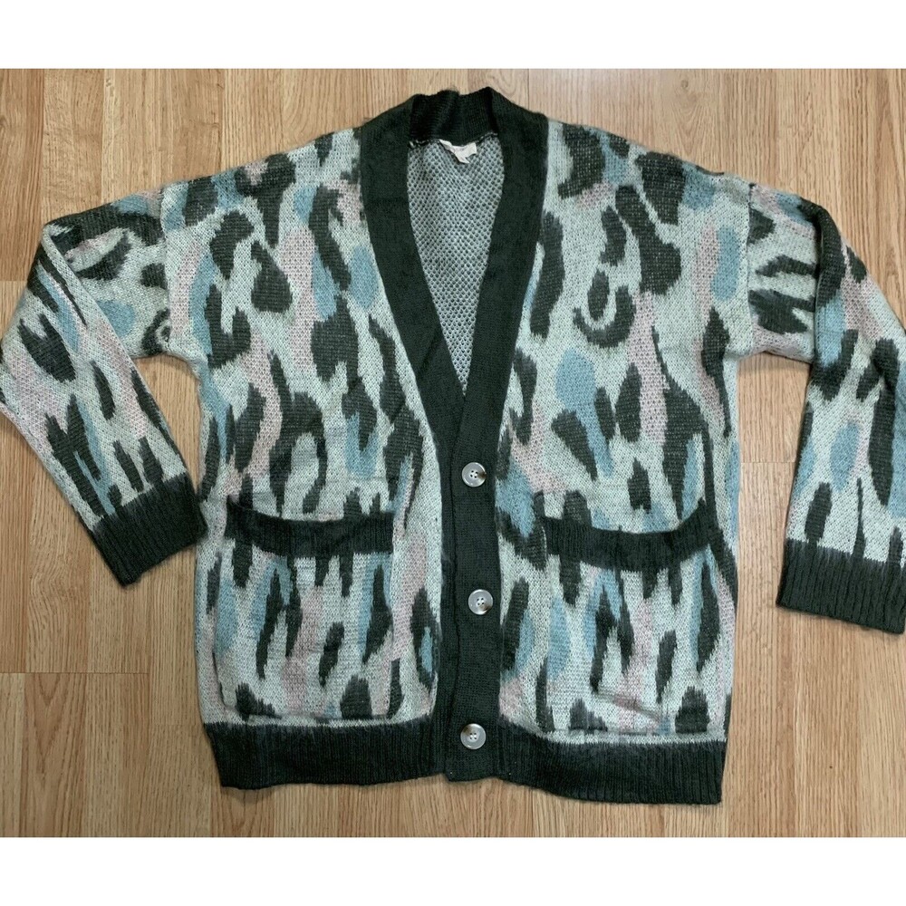 Mystree Womens Soft Cardigan Sweater Medium  Button  Up Pockets Multi Pattern